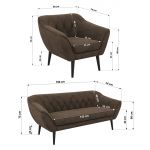 Zestaw PIRS 3+3+1 - brązowy, welwet - nóżki,  czarny