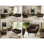 Zestaw PIRS 3+3+1 - brązowy, welwet - nóżki,  czarny