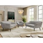 Zestaw PIRS 3+3+1 - jasnoszary, welwet - nóżki,  czarny