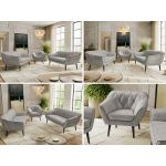 Zestaw PIRS 3+3+1 - jasnoszary, welwet - nóżki,  czarny