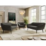 Zestaw PIRS 3+3+1 - ciemnoszary, welwet - nóżki,  czarny