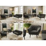 Zestaw PIRS 3+3+1 - ciemnoszary, welwet - nóżki,  czarny