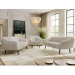 Zestaw PIRS 3+3+1 - beżowy, sztruks - nóżki,  czarny