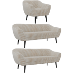 Zestaw PIRS 3+3+1 - beżowy, sztruks - nóżki,  czarny