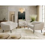 Zestaw PIRS 3+3+1 - beżowy, sztruks - nóżki,  czarny