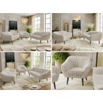 Zestaw PIRS 3+3+1 - beżowy, sztruks - nóżki,  czarny