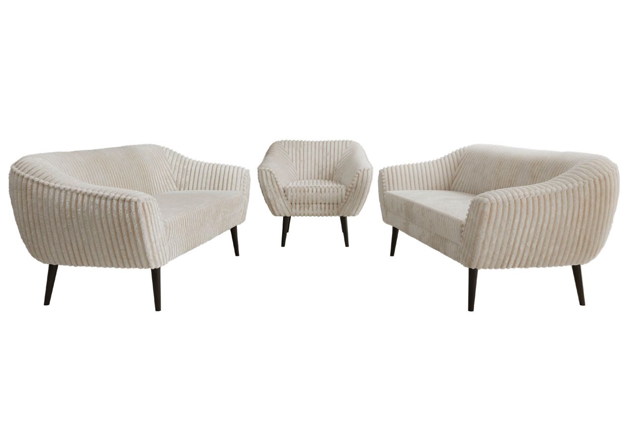 Zestaw PIRS 3+3+1 - beżowy, sztruks - nóżki,  czarny