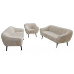 Zestaw PIRS 3+3+1 - beżowy, sztruks - nóżki,  czarny