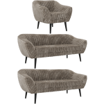 Zestaw PIRS 3+3+1 - jasnobrązowy, sztruks - nóżki,  czarny