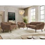 Zestaw PIRS 3+3+1 - brązowy, sztruks - nóżki,  czarny