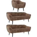 Zestaw PIRS 3+3+1 - brązowy, sztruks - nóżki,  czarny