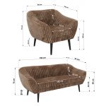 Zestaw PIRS 3+3+1 - brązowy, sztruks - nóżki,  czarny