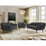 Zestaw PIRS 3+3+1 - szary, sztruks - nóżki,  czarny