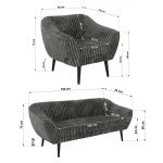 Zestaw PIRS 3+3+1 - szary, sztruks - nóżki,  czarny