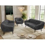 Zestaw PIRS 3+3+1 - szary, sztruks - nóżki,  czarny