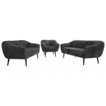 Zestaw PIRS 3+3+1 - szary, sztruks - nóżki,  czarny