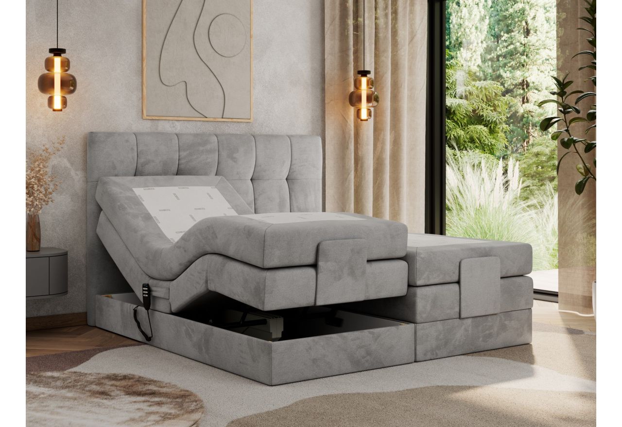 Łóżko kontynentalne VITTORIA 180x200 - Monolith 84 - jasny szary - OUTLET