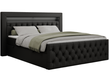 Łóżko kontynentalne GOLD 9 200x200 - Soft 11 - czarna ekoskóra - OUTLET