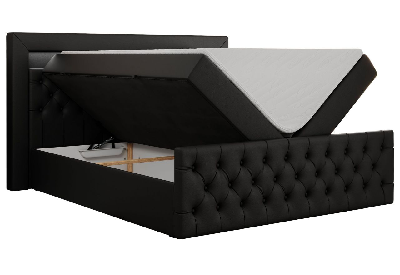 Łóżko kontynentalne GOLD 9 200x200 - Soft 11 - czarna ekoskóra - OUTLET