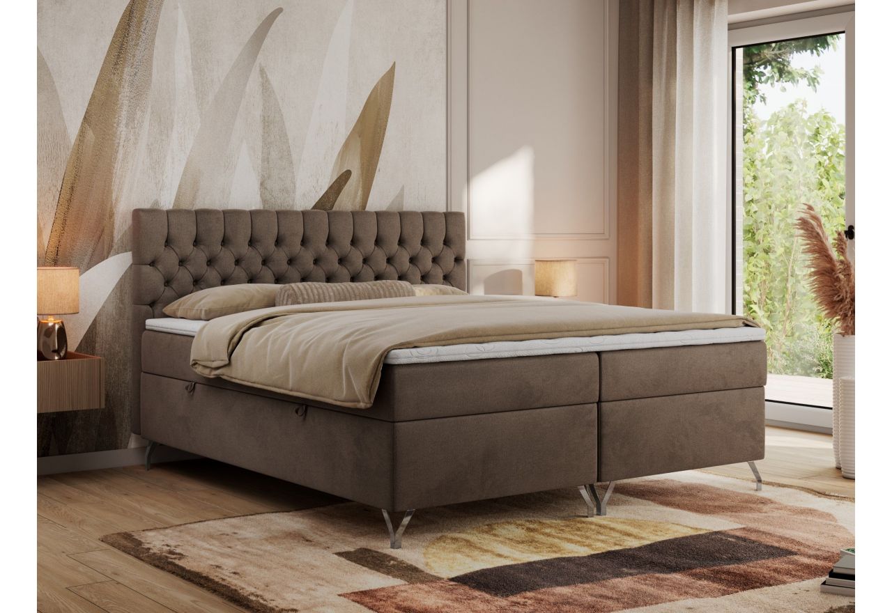 Łóżko kontynentalne GRIMALDI 200x200 - Monolith 15 - brązowy - OUTLET