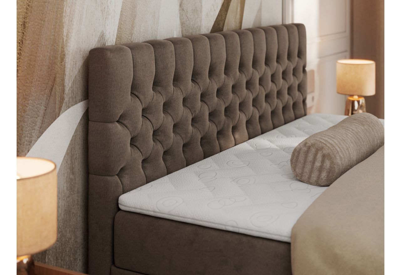 Łóżko kontynentalne GRIMALDI 200x200 - Monolith 15 - brązowy - OUTLET