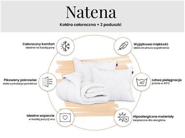 Zestaw Natena - kołdra całoroczna 200x220 + 2 poduszki 40x80