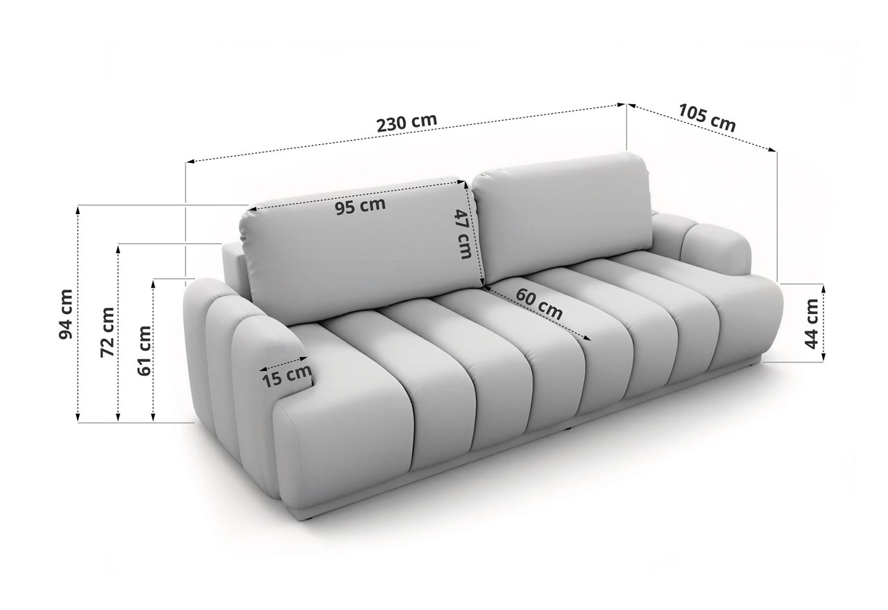 Sofa ACCORDO - ciemnoszary, szenil grubo tkany
