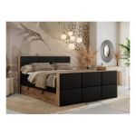 Łóżko kontynentalne ALBERO 2 KING DUO 200x200 - Soft 11 - czarna ekoskóra - OUTLETU