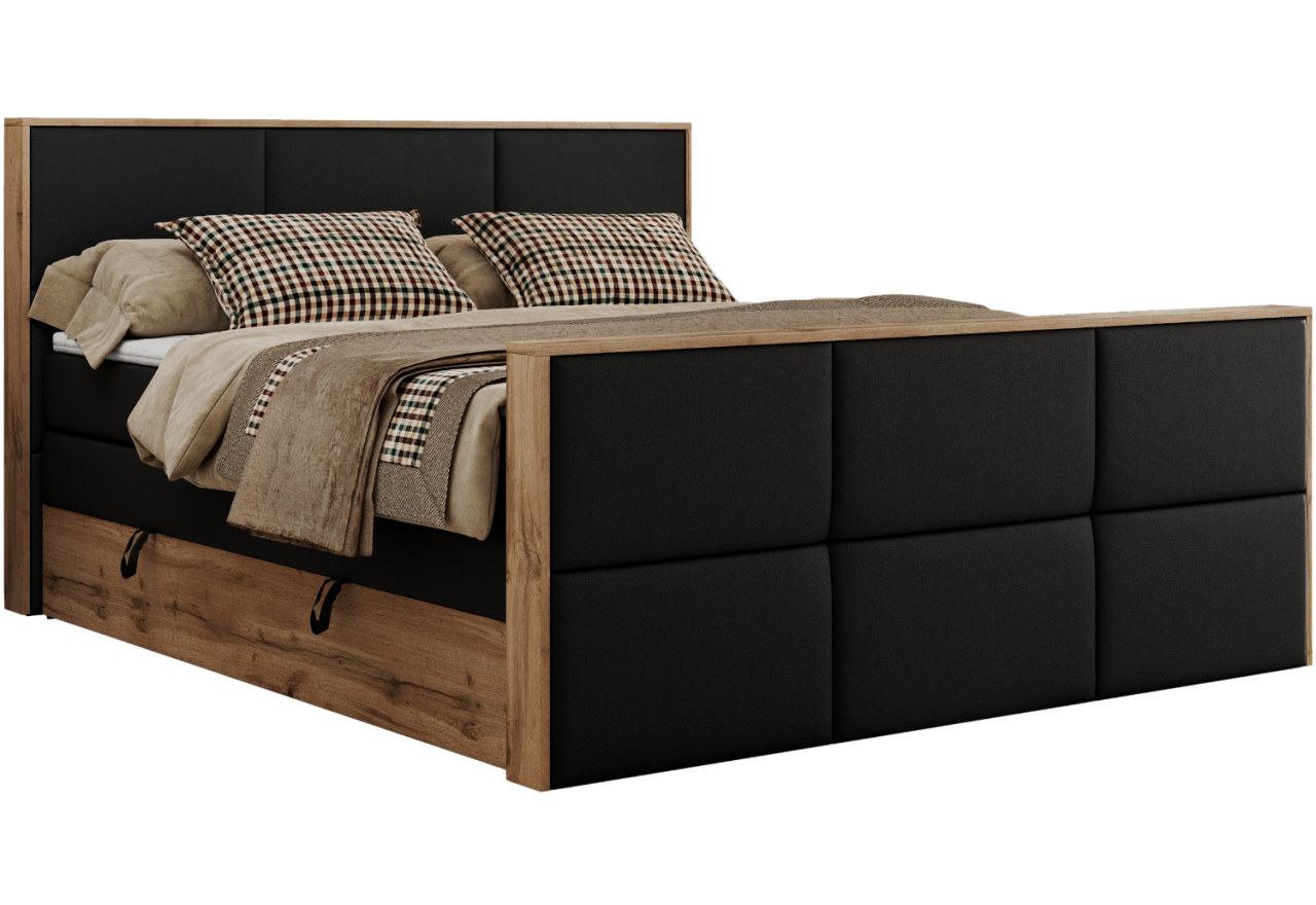 Łóżko kontynentalne ALBERO 2 KING DUO 200x200 - Soft 11 - czarna ekoskóra - OUTLETU