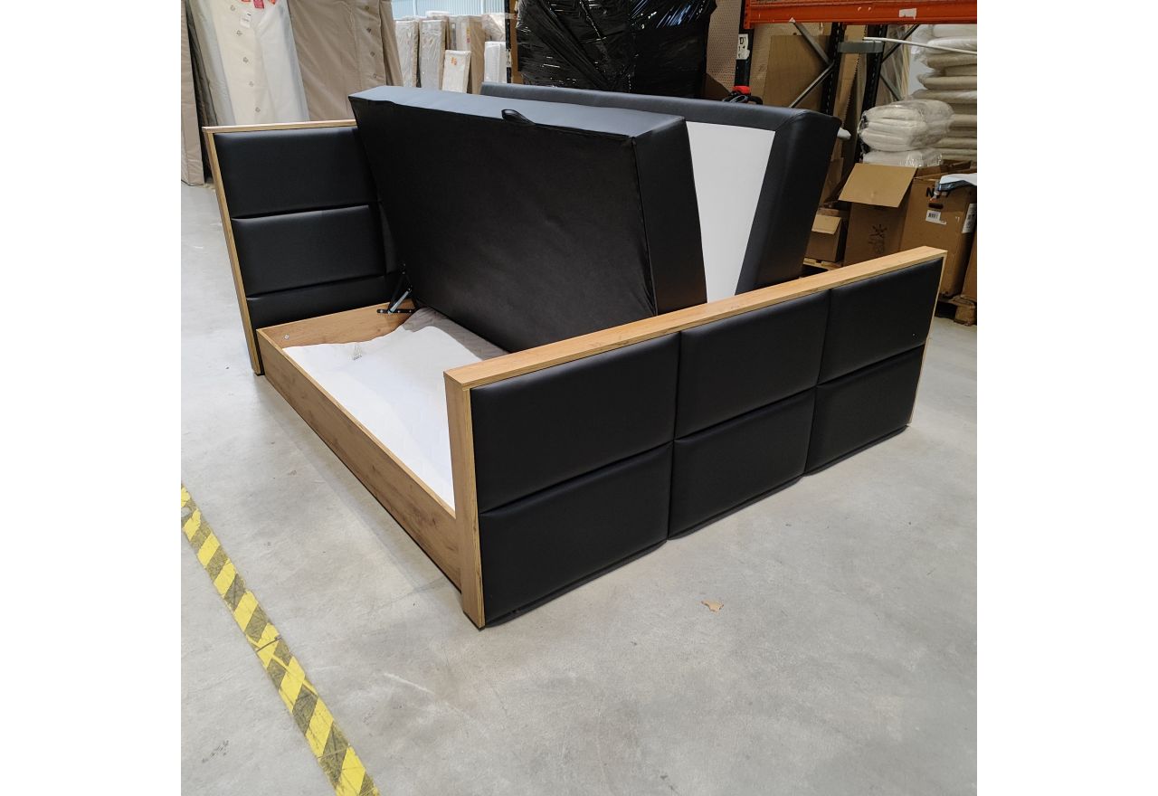 Łóżko kontynentalne ALBERO 2 KING DUO 200x200 - Soft 11 - czarna ekoskóra - OUTLETU