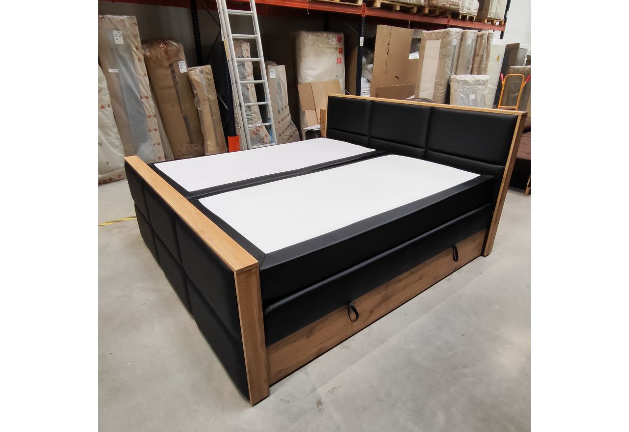 Łóżko kontynentalne ALBERO 2 KING DUO 200x200 - Soft 11 - czarna ekoskóra - OUTLETU