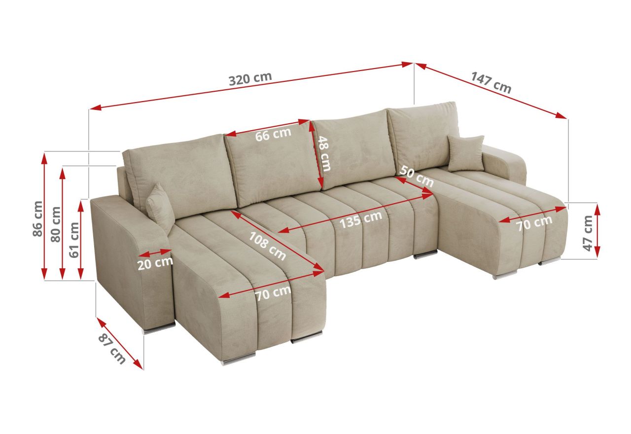 Narożnik KIRASSO U - Monolith 02 - beżowy - OUTLETU