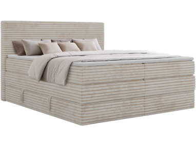 Łóżko kontynentalne TILION KING 180x200 - H3 - beżowy, sztruks - Topper T25