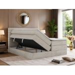 Łóżko kontynentalne TILION KING 160x200 - H4 - beżowy, sztruks - Topper T25