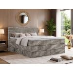 Łóżko kontynentalne TILION KING 140x200 - H4 - jasnobrązowy, sztruks - Topper T25