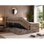 Łóżko kontynentalne TILION KING 140x200 - H3 - brązowy, sztruks - Topper T25