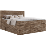 Łóżko kontynentalne TILION KING 140x200 - H4 - brązowy, sztruks - Topper T25