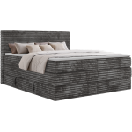Łóżko kontynentalne TILION KING 200x200 - H4 - ciemnoszary, sztruks - Topper T25
