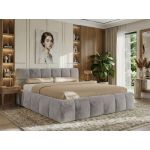 Łóżko tapicerowane NIRA CLASSIC 160x200 - materac pocket - jasnoszary, plusz