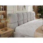 Łóżko tapicerowane NIRA CLASSIC 200x200 - materac pocket - jasnoszary, plusz