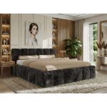 Łóżko tapicerowane NIRA CLASSIC 200x200 - materac pocket - ciemnoszary, plusz