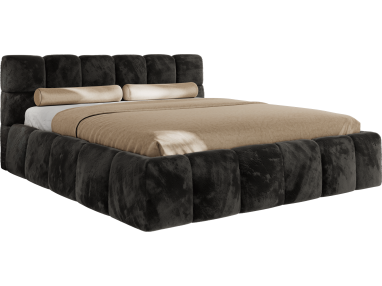 Łóżko tapicerowane NIRA CLASSIC 200x200 - materac pocket - ciemnoszary, plusz