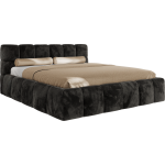 Łóżko tapicerowane NIRA CLASSIC 200x200 - materac pocket - ciemnoszary, plusz