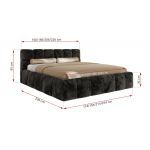 Łóżko tapicerowane NIRA CLASSIC 200x200 - materac pocket - ciemnoszary, plusz