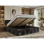 Łóżko tapicerowane NIRA CLASSIC 200x200 - materac pocket - ciemnoszary, plusz
