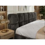 Łóżko tapicerowane NIRA CLASSIC 200x200 - materac pocket - ciemnoszary, plusz