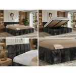 Łóżko tapicerowane NIRA CLASSIC 200x200 - materac pocket - ciemnoszary, plusz