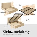 Łóżko tapicerowane NIRA CLASSIC 200x200 - materac pocket - ciemnoszary, plusz