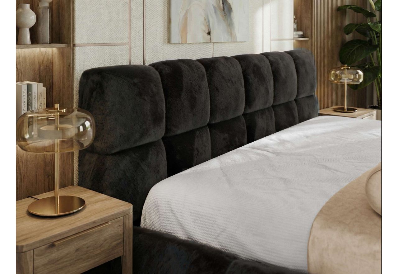 Łóżko tapicerowane NIRA CLASSIC 180x200 - czarny, plusz