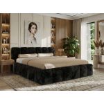 Łóżko tapicerowane NIRA CLASSIC 200x200 - materac pocket - czarny, plusz